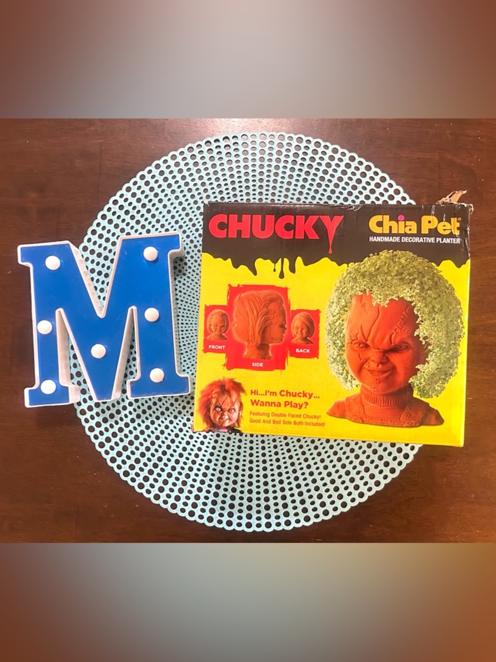 Chucky / Child’s Play Chia Pet - 2 Faces 2 Sided Planter! HORROR! NEW IN BOX NIB